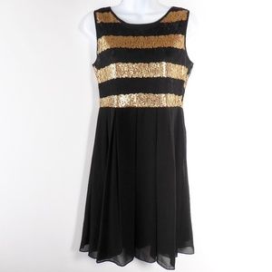 NWT Papillon M Black Chiffon Sequin Cocktail Party Dress Evening